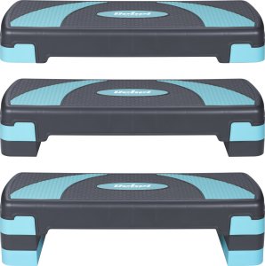 Rebel Step do aerobiku i ćwiczeń fitness, 3 stopnie, szaro-niebieski, REBEL ACTIVE 7