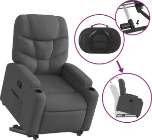 vidaXL vidaXL Podnoszony fotel rozkładany, ciemnoszary, obity tkaniną 6
