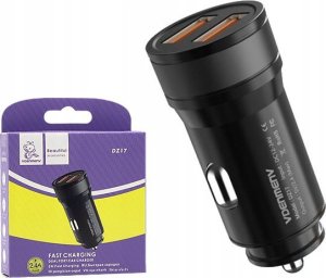 Ładowarka Vega ŁADOWARKA SAMOCHODOWA 2,4A CZARNA DENMEN 2400mA DUAL 2XUSB DZ17> 4