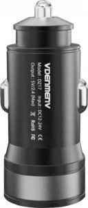 Ładowarka Vega ŁADOWARKA SAMOCHODOWA 2,4A CZARNA DENMEN 2400mA DUAL 2XUSB DZ17> 6