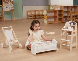 Viga Toys Kołyska Drewniana Dla Lalek Łóżeczko 9