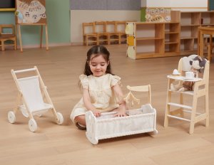 Viga Toys Kołyska Drewniana Dla Lalek Łóżeczko 10