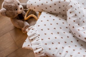 PULP BAMBOO Pościel Muślinowa 80x100cm - Serduszka 3