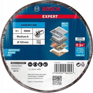 Szlifierka Bosch Bosch Expert fleece disc N880 Medium S, 125mm, sanding sheet (black, 5 pieces, for eccentric sanders) 2