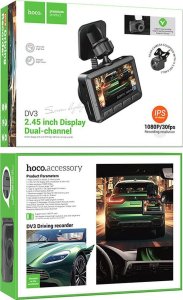 Wideorejestrator Hoco HOCO kamera samochodowa z wyświetlaczem 2,45"+ kamera tylna 1080P/30fps DV3 czarna 10