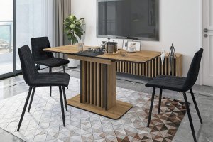 SIGNAL MEBLE Stół rozkładany z lamelami KENT dąb artisan/czarny 10