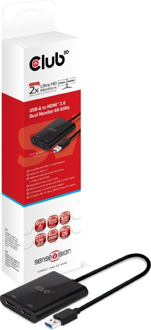 Stacja/replikator Club 3D USB - HDMI x2 Czarny  (CSV-1474) 4