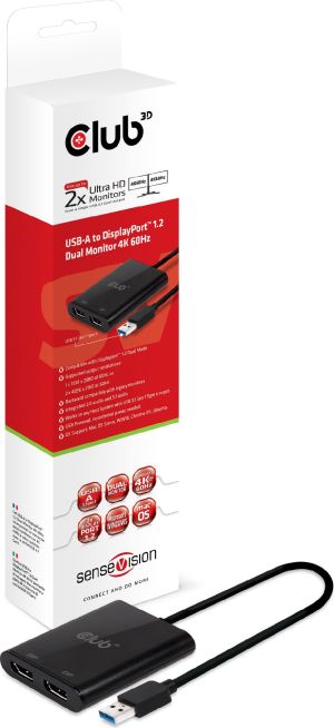 Stacja/replikator Club 3D USB - DisplayPort x2 Czarny  (CSV-1477) 4