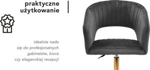 Activeshop 4Rico krzesło obrotowe QS-OF212G aksamit szare 11