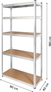 Rebel Regał metalowy magazynowy 180x90x40 srebrny Rebel 9