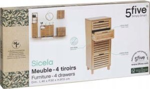 5five Szafka łazienkowa stojąca wysoka SICELA, z 4 szufladami, 40 x 30 x 97,5 cm 6