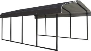 vidaXL ShelterLogic Stalowy garaż z wiatą Mediolan Czarny 610x300x250cm 1