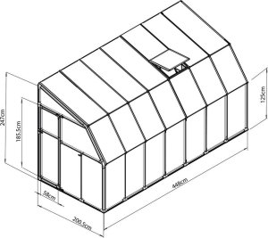 vidaXL Rion Plastikowa szklarnia przyścienna Sun Room 37 Biały 448x201x247cm 1