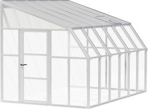 vidaXL Rion Plastikowa szklarnia przyścienna Sun Room 46 Biały 384x258x266cm 1