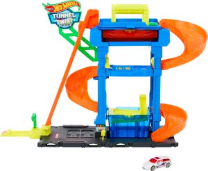 Mattel Hot Wheels City Tunnel Twist car wash, play building 16
