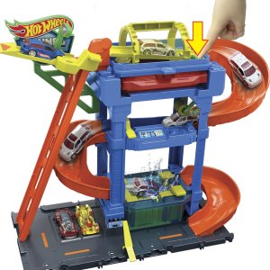 Mattel Hot Wheels City Tunnel Twist car wash, play building 17