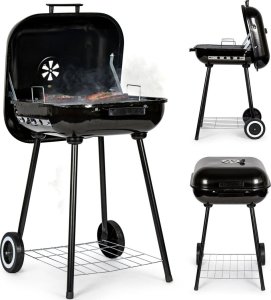 Palenisko ogrodowe ModernHome Grill węglowy ogrodowy z pokrywą na zawiasach + kółka ModernHome 1