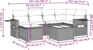 vidaXL 7-cz. zestaw wypoczynkowy do ogrodu, z poduszkami, czarny 10