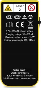 Dalmierz laserowy Trotec Cyfrowy laserowy miernik odległości TROTEC BD11 9