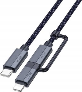 Kabel USB Hoco HOCO kabel 2w1 Typ C do Typ C / Lightning U134 1,2 m ciemny niebieski 1