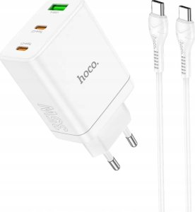 Ładowarka Hoco HOCO ładowarka sieciowa 2 x Typ C + USB A + kabel Typ C do Typ C PD QC3.0 3A 35W N33 biała 1