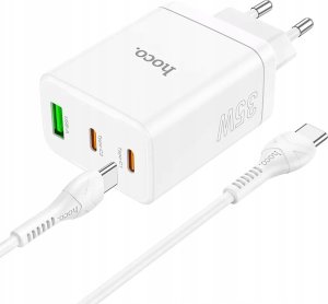 Ładowarka Hoco HOCO ładowarka sieciowa 2 x Typ C + USB A + kabel Typ C do Typ C PD QC3.0 3A 35W N33 biała 3