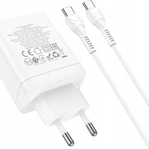 Ładowarka Hoco HOCO ładowarka sieciowa 2 x Typ C + USB A + kabel Typ C do Typ C PD QC3.0 3A 35W N33 biała 5