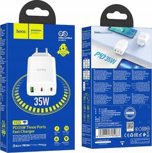 Ładowarka Hoco HOCO ładowarka sieciowa 2 x Typ C + USB A PD QC3.0 3A 35W N33 biała 9