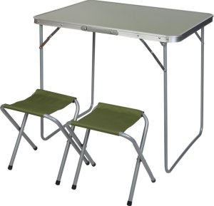 Enero Stolik turystyczny składany kempingowy 80x60x70cm i 2 krzesła zielony 2