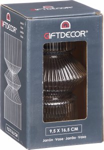 Gift Decor Szklany wazon ryflowane szkło, 9,5 x 16,5 cm 3