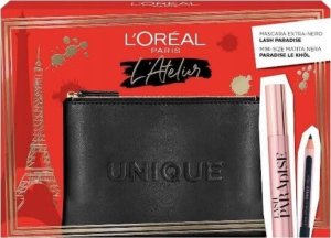 L OREAL Atelier Kit Set L'Oreal Paris: Lash Paradise, Volumizing & Lengthening, Mascara, Extra Black, 6.4 ml + Paradise, Kajal Eye Pencil, 1.2 g + Makeup Bag, Black For Women 11