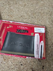 L OREAL Atelier Kit Set L'Oreal Paris: Lash Paradise, Volumizing & Lengthening, Mascara, Extra Black, 6.4 ml + Paradise, Kajal Eye Pencil, 1.2 g + Makeup Bag, Black For Women 5