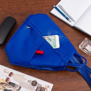 Vera Pelle Vera Pelle włoski Plecak Skórzany damski mały chabrowy T52 2