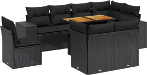 vidaXL 9-cz. zestaw wypoczynkowy do ogrodu, z poduszkami, czarny 2