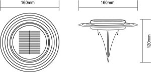 Oprawa schodowa Saska Garden LAMPA SOLARNA DYSKOWA 28 LED DO WBICIA W GRUNT LUB MONTAŻU NA ŚCIANIE 6