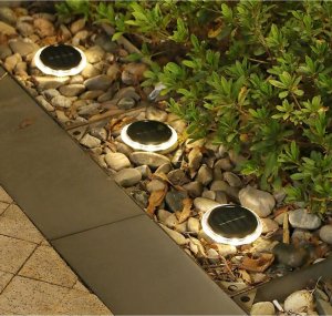 Oprawa schodowa Saska Garden LAMPY SOLARNE DYSKOWE DO WBICIA W GRUNT LUB MONTAŻU NA ŚCIANIE 2SZT 4