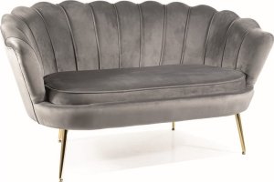 SIGNAL MEBLE Sofa do salonu glamour CAMELLIA 2 VELVET szara/złoty stelaż 1