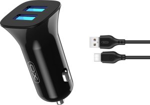 Ładowarka XO Xo Ładowarka Samochodowa Tz10 2X Usb 2,4A Czarna + Kabel Usb-C 1