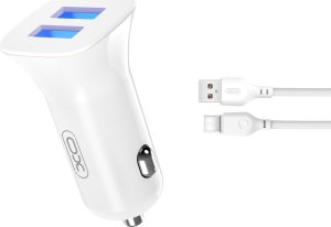 Ładowarka XO Xo Ładowarka Samochodowa Tz10 2X Usb 2,4A Biała + Kabel Usb-C 1