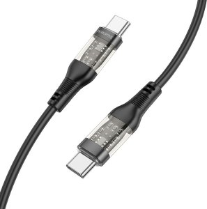 Kabel USB Borofone Borofone Kabel Bu37 Transparent Exploration - Typ C Na Typ C - 60W 1,2 Metra Czarny 1