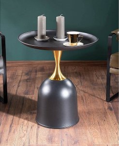 Signal Stolik kawowy okrągły LIBRA czarny/złoty glamour Signal 4