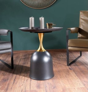 Signal Stolik kawowy okrągły LIBRA czarny/złoty glamour Signal 5