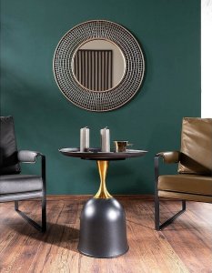 Signal Stolik kawowy okrągły LIBRA czarny/złoty glamour Signal 6