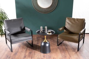 Signal Stolik kawowy okrągły LIBRA czarny/złoty glamour Signal 7