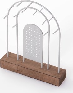 ProGarden Metalowy stojak na biżuterię, drewniana podstawka, 18 x 4,5 cm 2