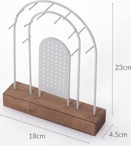 ProGarden Metalowy stojak na biżuterię, drewniana podstawka, 18 x 4,5 cm 5