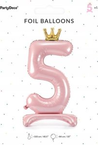 PartyDeco Stoj±cy balon foliowy 5 jasny róż 84cm 2