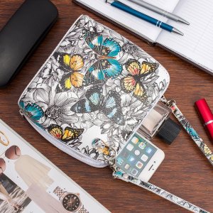 Vera Pelle Torebka mała listonoszka skórzana modna włoska motyle K03 2