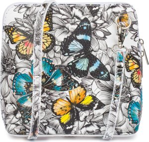 Vera Pelle Torebka mała listonoszka skórzana modna włoska motyle K03 3