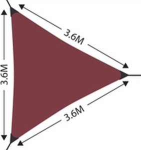 ProGarden ŻAGIEL PRZECIWSŁONECZNY OGRODOWY TRÓJKĄT 3,6X3,6X3,6M BORDOWY 4